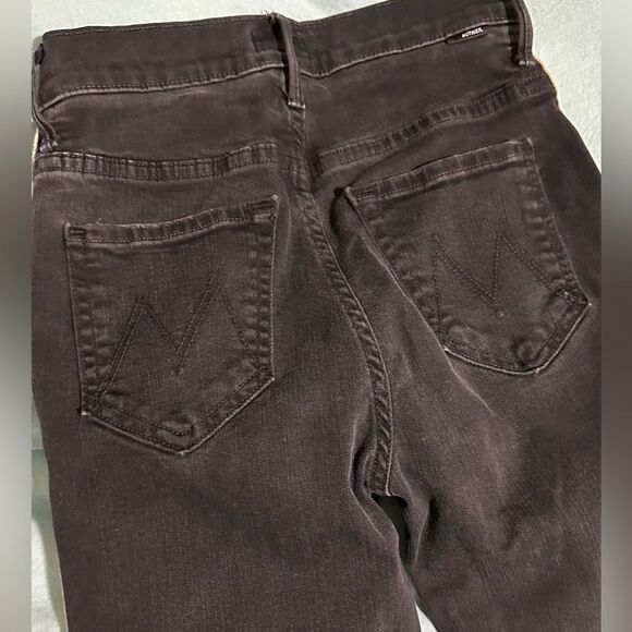 Mother Jean‎ Size 24 Black Insider Crop Step Fray Guilty Racer Stripe Bootcut - Picture 7 of 13